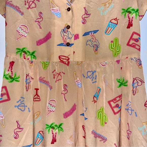 Cream/beige/tan retro summer dress - Picture 6 of 8